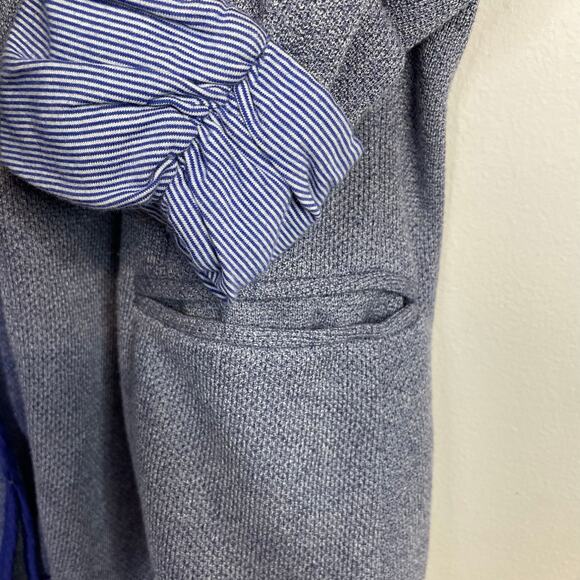 Skies are Blue Asa Stretch Knit Open Jacket Blazer Chambray Blue Cuffed women L - Picture 6 of 13